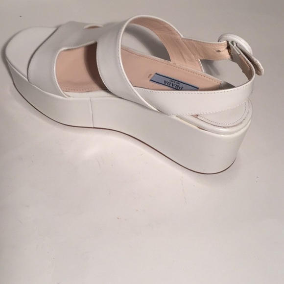 On Sale! Prada White Platform Sandals
